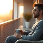 Person enjoying a peaceful morning coffee, symbolizing the importance of mindful morning habits for high performance.