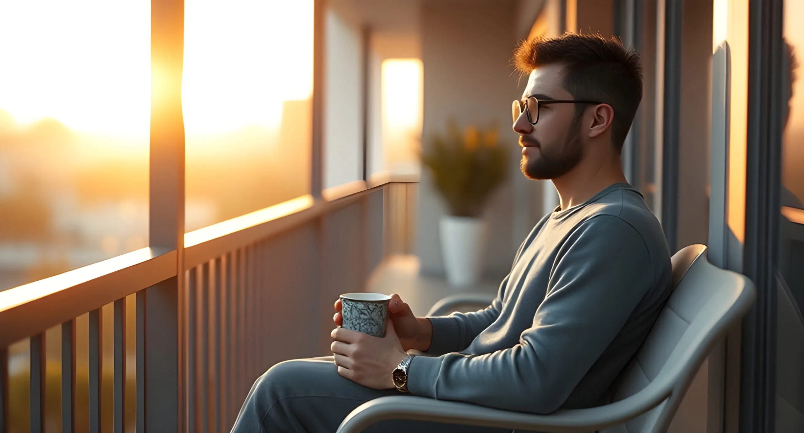 Person enjoying a peaceful morning coffee, symbolizing the importance of mindful morning habits for high performance.